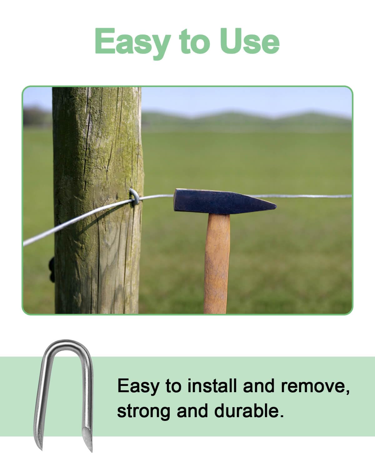 vensovo 200pcs Wire Fence Staple - Steel U-Shaped Nail for Wire Mesh, Galvanized Fasteners Nails for Fixing Wooden Fence Chicken Wire Staple