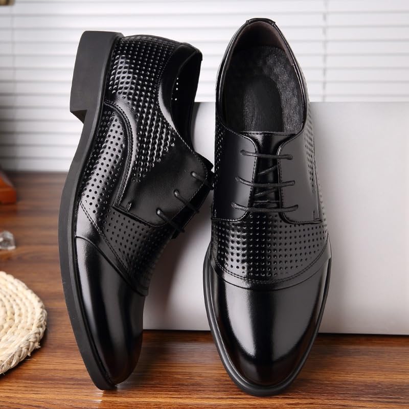 Men's Breathable Comfortable Business Lace Up Oxford Shoes Mens Fashion Classic Pointed Toe Lace Up Low Top Leather Dress Shoes2