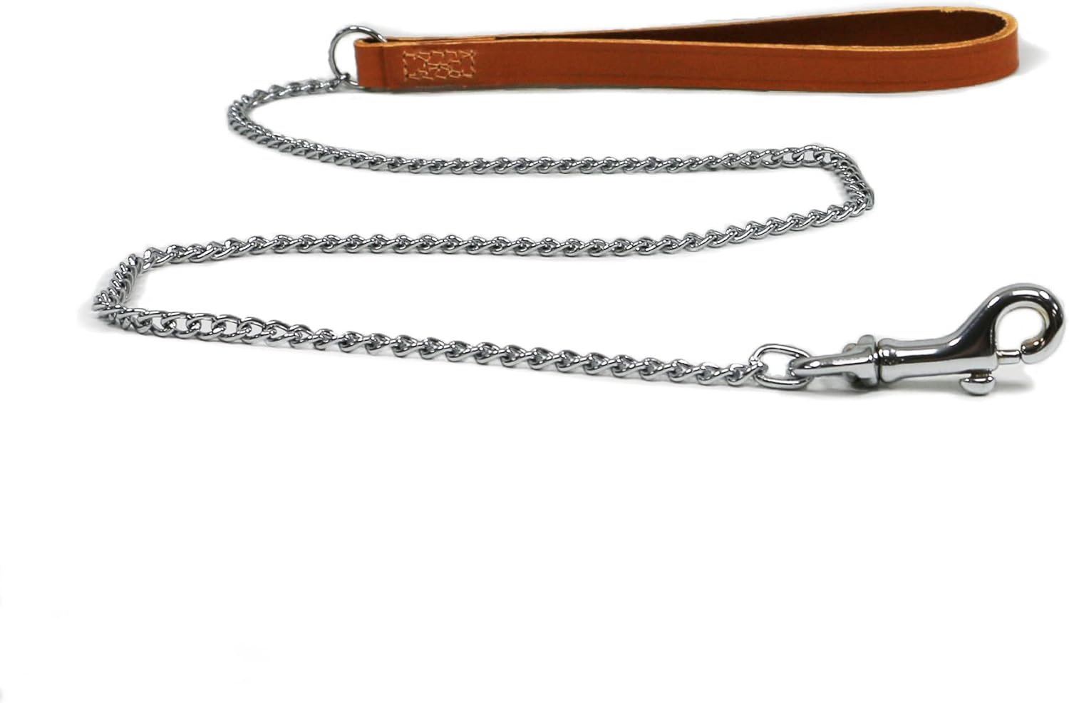 Ancol Heritage Leather Extra Heavy Chain Lead - Tan Steel Durable Dog Walking Accessory with Leather Handle - 80cm L