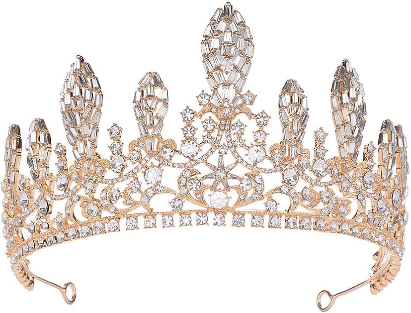 S SNUOY Crowns for Women Crystal Gold Crown Birthday Tiaras and Crowns for Women Handmade Headpiece for Wedding Prom Party Hair Accessories
