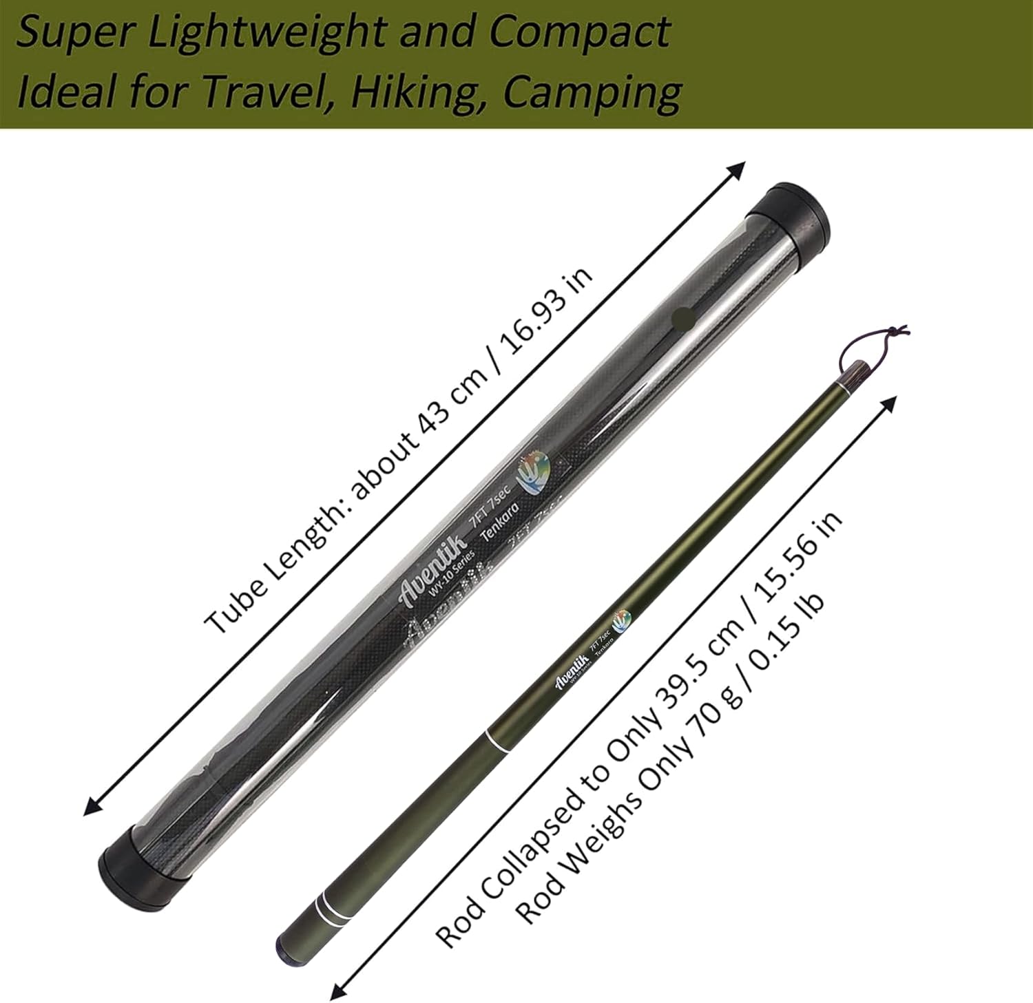 Aventik FreshStart Tenkara Rod in 7ft/8ft, Complete Beginner Tenkara Rod Kit, 24T Carbon Fiber, Easy to Cast Flexible Durable Lightweight and Compact