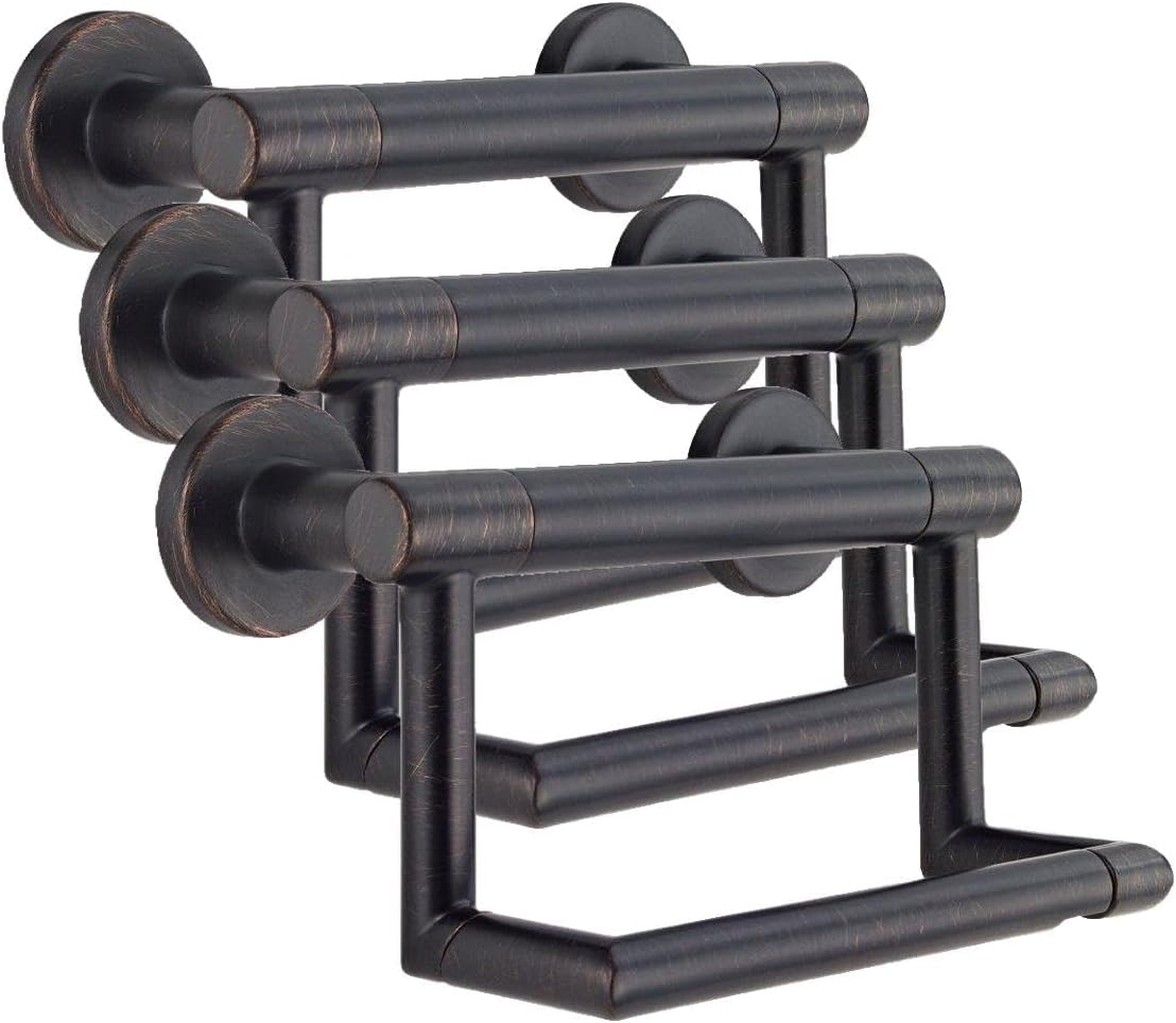 Delta Contemporary Toilet Paper Holder w/Assist Bar ADA Compliant Venetian Bronze 300 lb Capacity Grab for Seniors Bath Safety Handle for Balance Assist, Toilet Area Grip Bar 41550-RB (Pack of 3)