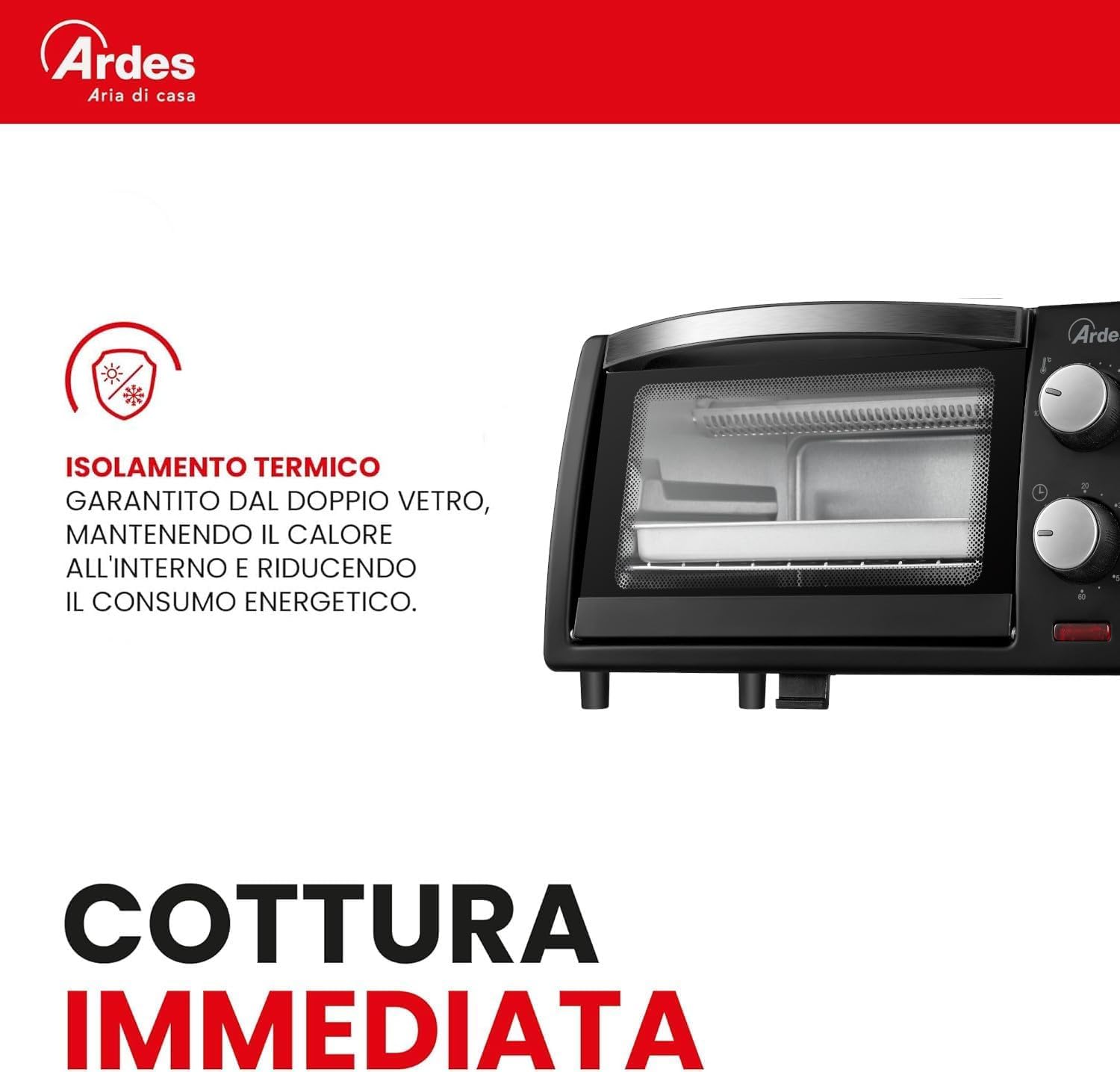 ARDES AR6211B Horno Eléctrico 10 Litros con Doble Vidrio y Temporizador
