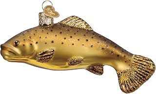 Brown Trout Glass Blown Ornament for Christmas Tree, Handcrafted Holiday Decoration, Lake Fish Collection