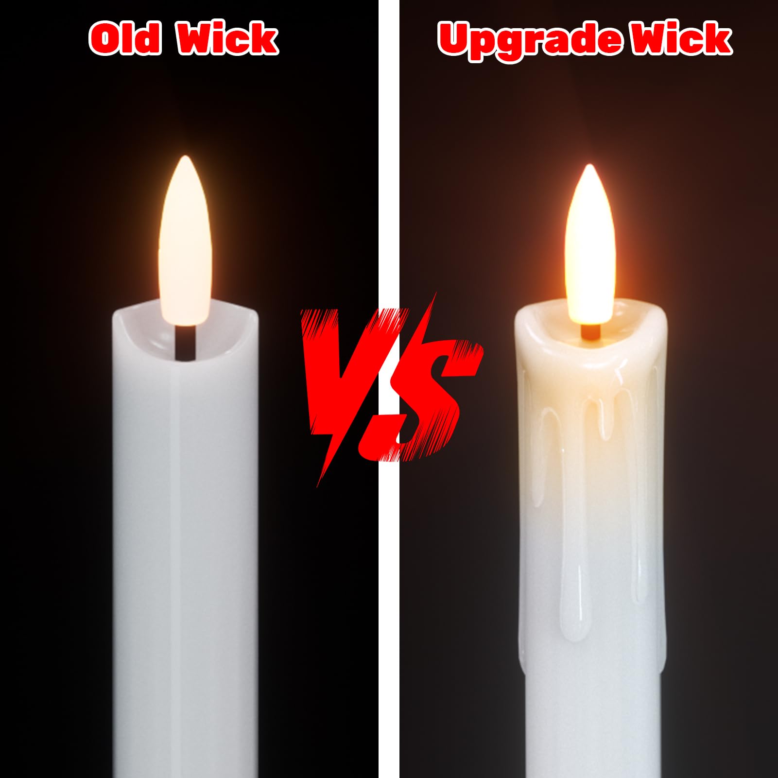 Velas cónicas sin llama parpadeantes con control remoto y temporizador, funciona con pilas, vela cónica LED de cera real, mecha 3D, cena, boda, Navidad, vacaciones, decoración interior