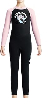 Traje de buceo de manga corta con estampado de letras para niños con cremallera para niñas de 2,5 mm de grosor traje de baño de surf colorido