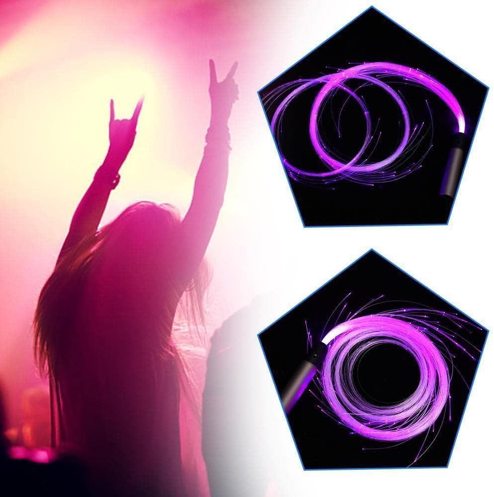 LED Fiber Optic Whip Rechargeable LED Fiber Optic Whip, 360° Rotating Super Bright Lights 23 Color Effect Modes for Parties, Music Festivals (Color : Black+Pink) (Black+pink)