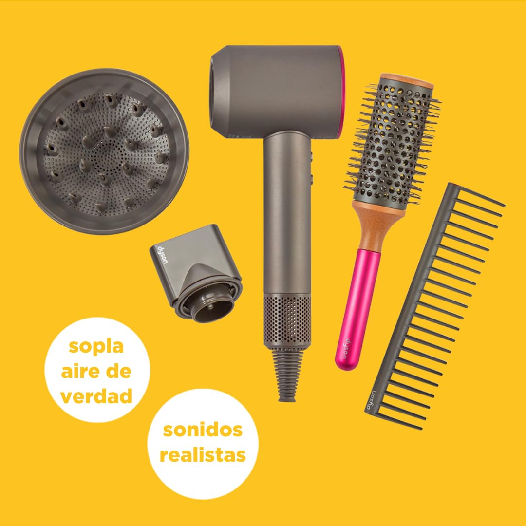 Casdon Set de peluquería Dyson Supersonic | Secador de Pelo Interactivo de Juguete para niños a Partir de 3 años | ¡con el Mismo diseño y Funcionamiento Que el de Verdad!