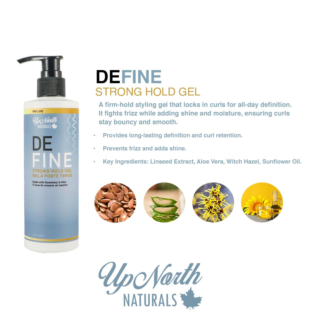 up north naturals Strong Hold Gel for Curly Hair - Pro Line DEFINE Hair Styling Agent
