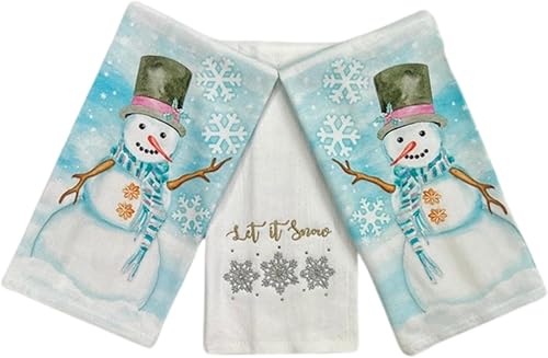 Vista 33 de Serafina Home Vacaciones de Navidad Toallas de Cocina: Dos (2) Let it Snow Tejido Plano y Una (1) Toalla de Cocina a Cuadros de Estilo Campestre