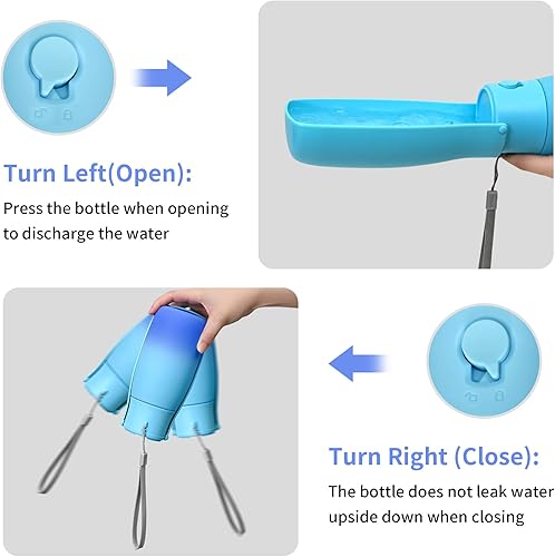 Miniatura 6 de Botella de agua para perros, cuenco de agua de viaje para cachorros, dispensador de agua portátil a prueba de fugas, botella de agua plegable para