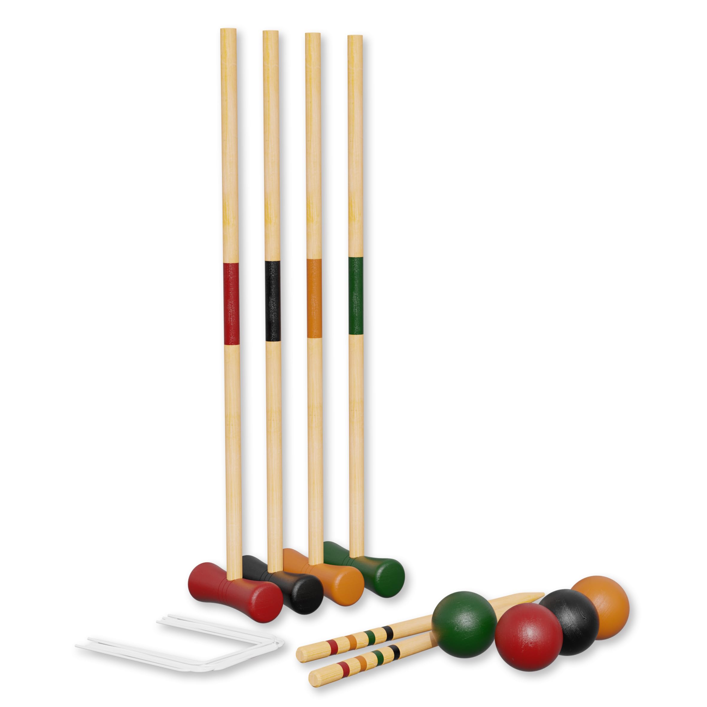 Carromco 4er Krocket Set Erwachsene, Holz Krocket Kinder Outdoor Spiel Basic-XM, 4 Spieler, Croquet Spiel aus Holz