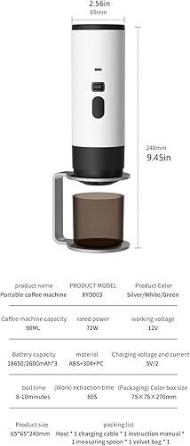 Miniatura 4 de Adlora - Cafetera portátil de café expreso, máquina de cápsulas recargable con presión de bomba, tanque de agua de 3.0 fl oz, taza de 4.1 fl oz,