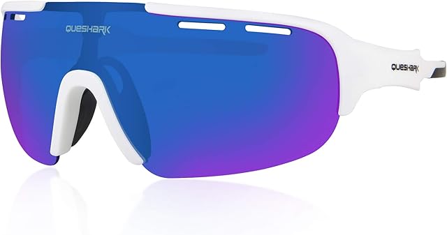 Queshark Mirrored Lens Cycling Glasses For Men Women 1 Polarized 3 HD lens for MTB Road Bike Eyewear Goggles