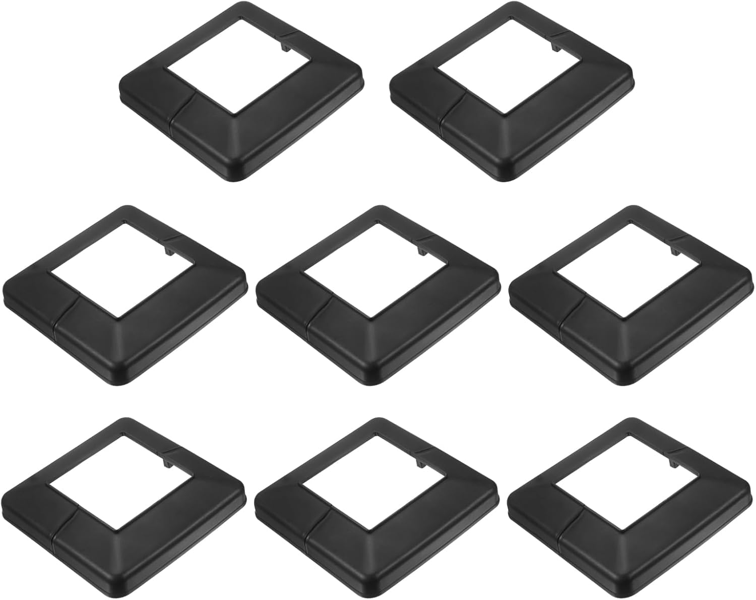 Cache poteau 10x10 cm noir en plastique fendu pour terrasse | Lot de 8 jupes