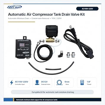 Automatic Air Compressor Tank Drain Valve Kit 110V 220V SMTmax