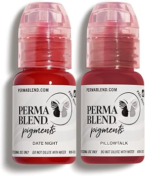Perma Blend - Berry Lip Tattoo Kit - Lip Blush Supplies - Makeup Kit and Microblading Ink - Includes Date Night and Pillow Talks, Deep Red and Pink Lip Blush - Vegan 0.5 oz each 0.5 oz 2 Pack