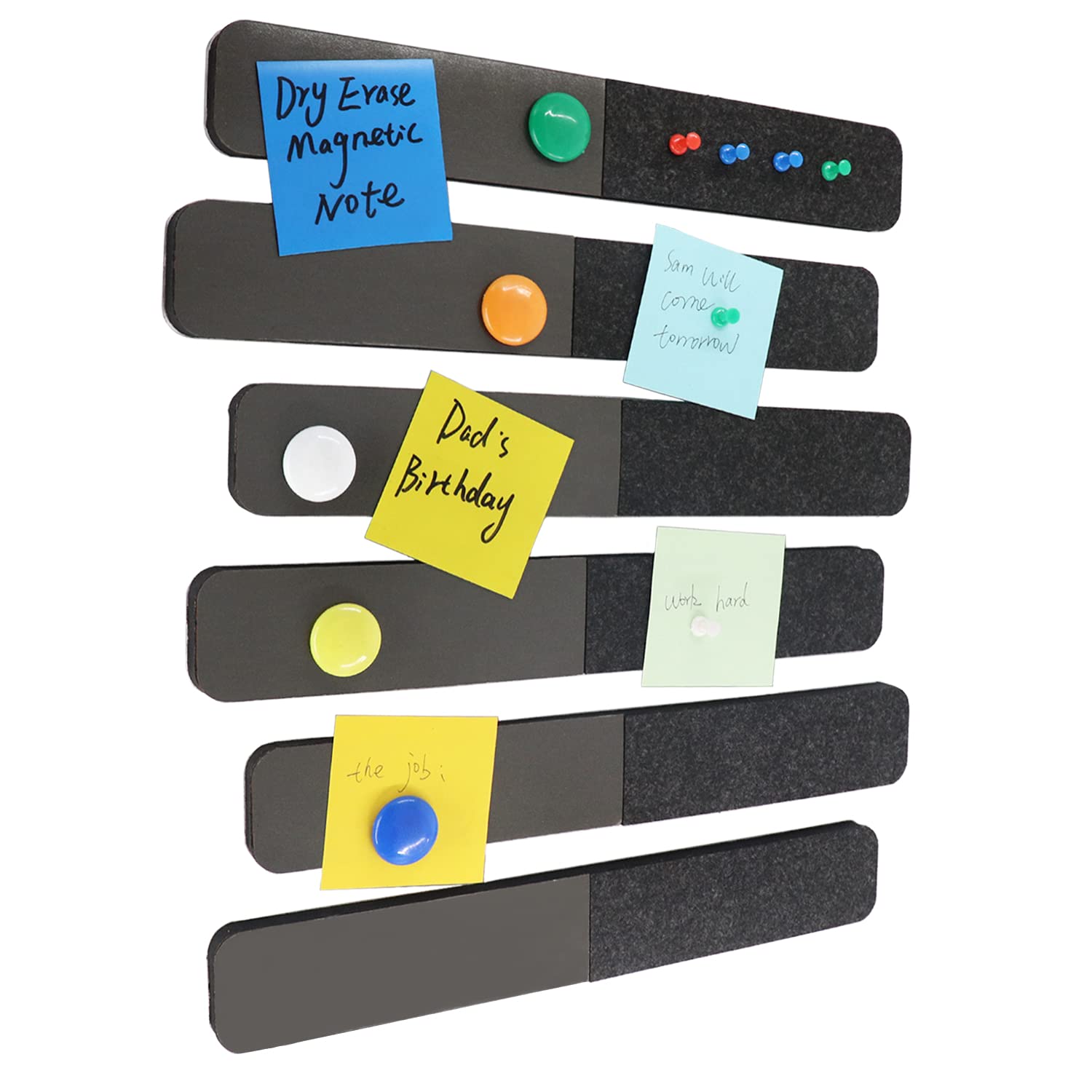 Omitfu 6Pcs Magnetic Bulletin Strip & Felt Bulletin Board Strip 0.5 Inch Thick Self-Adhesive Pin Board Memo Board Strip for Home Office Classroom Wall