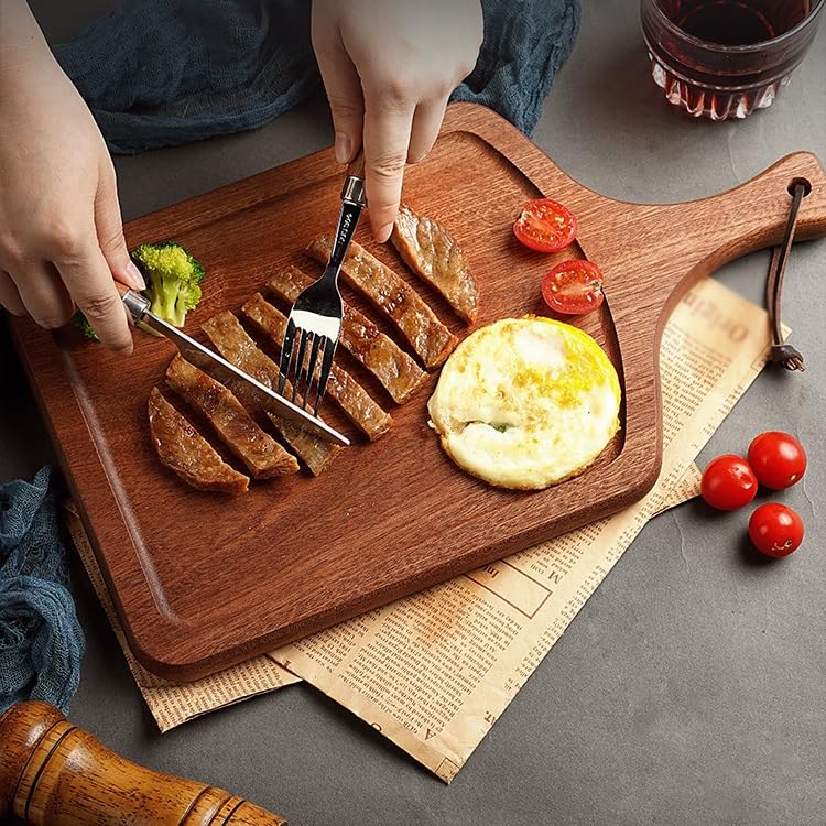 Bandejas Servir Comida Bandeja de Carne Madera Maciza, Bandeja Comida ébano, for Pizza, vajilla Mesa Cama