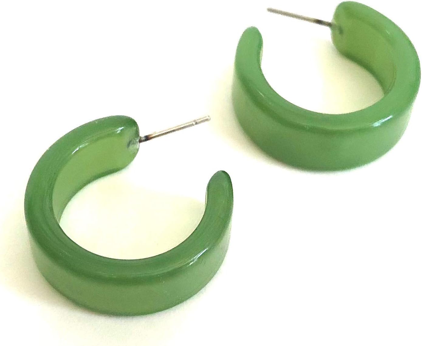 Sea Glass Green Moonglow Lucite Wide Classic Hoop Earrings - WDCL-GR-4
