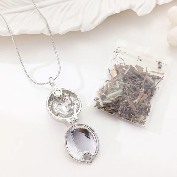 Elena's Necklace Inspired Vervain Herb Filled Locket Necklace Gothic Protection Charm with Real Vervain Inside Herbal Ward Amulet Pendant Gift for Fans of Supernatural & Fantasy Jewelry