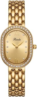 Binda Gold Watches for Women with Vintage Rectangular Case,Mother-of-Pearl Dial,Adjustment Tool Included,BD1336-G-GOLD