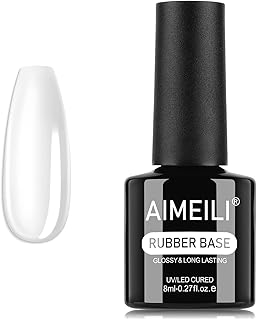 AIMEILI Rubber Base Gel Nail Polish, Hema Free, Cruelty Free, Vegan, Clear Builder Nail Gel Base Coat Soak Off Nail Art Design 8ml