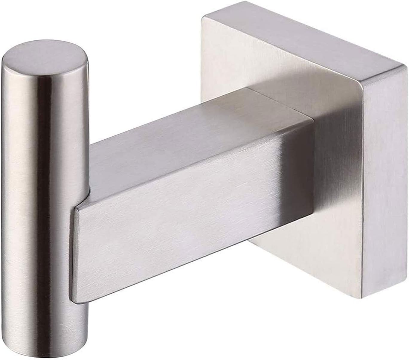 KES SUS 304 Stainless Steel Coat Hook Single Towel/Robe Clothes Hook for Bath Kitchen Garage Heavy Duty Contemporary Square Style Wall Mounted, Brushed Finish, A2260-2