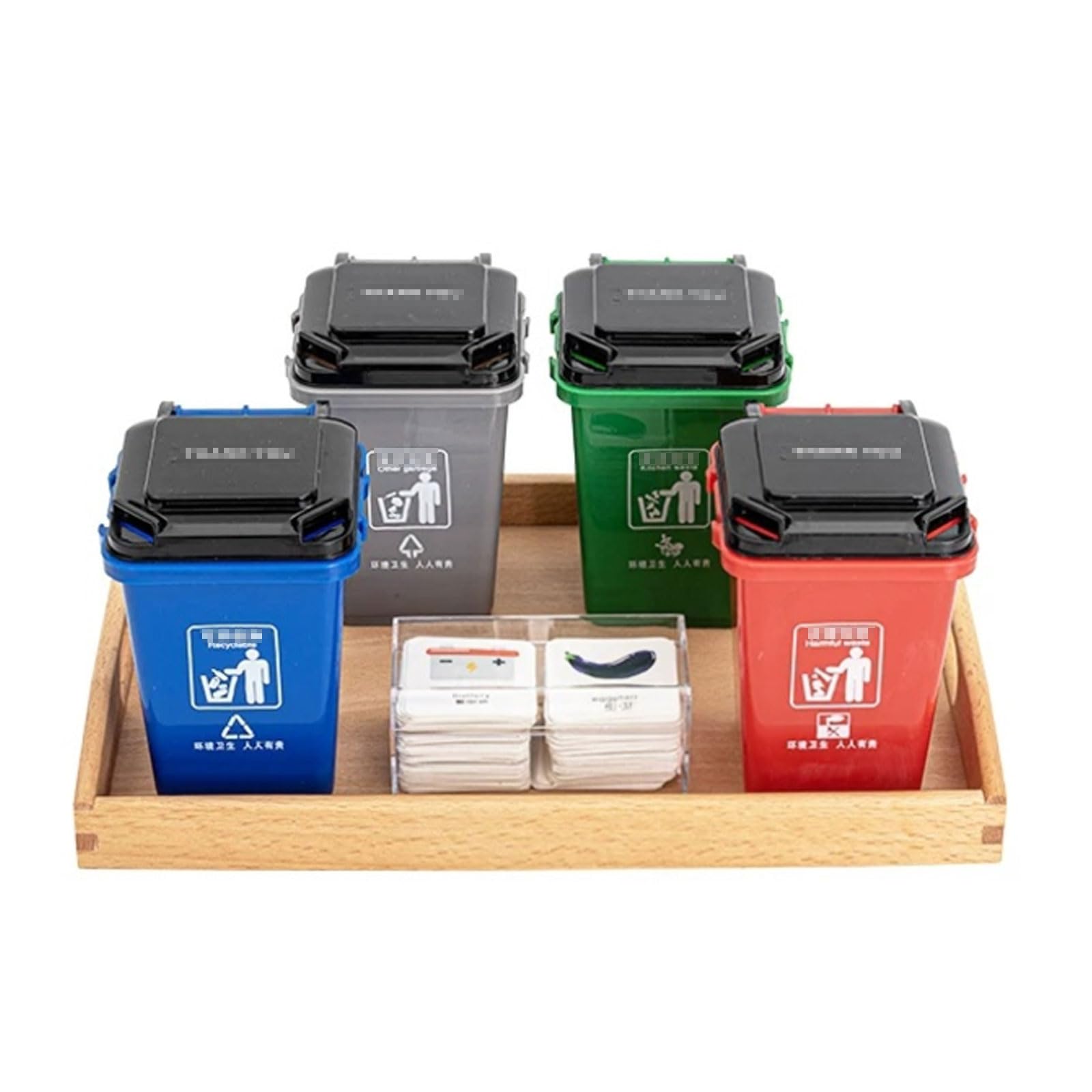 ttnmrc Montessori Garbage Sorting Recycling Bin Toy with Wooden Tray