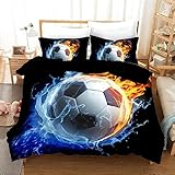 Juego de Ropa de Cama Fútbol Americano 3 Piezas Negra Funda Nórdica para Cama de 105 cm Juvenil Suave Microfibra Funda de Edredón 200x200 cm y 2 Fundas de Almohada 50x75 cm n.2079