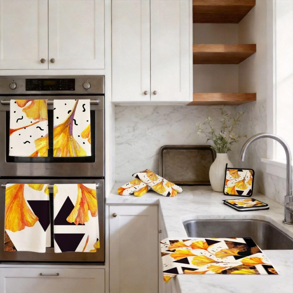 9PCS Golden Ginkgo Leaves1 Cucina Decor e Accessori Set
