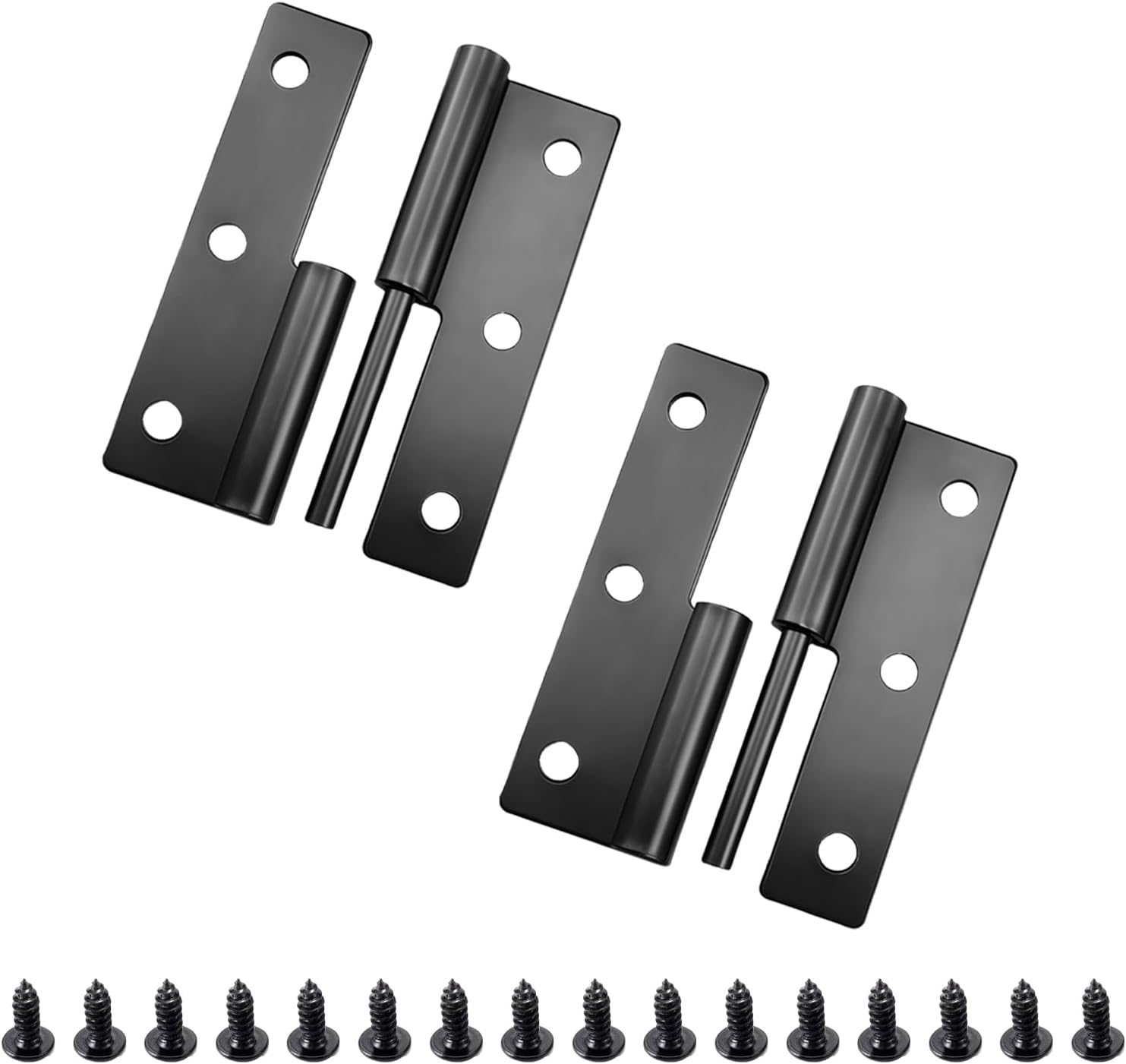 2 Pack Lift Off Hinges 2.5" Black Matte Detachable Right Handed Slip Joint Flag Hinges with Screws