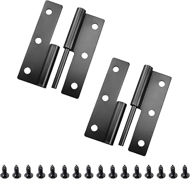 2 Pack Lift Off Hinges 2.5" Black Matte Detachable Right Handed Slip Joint Flag Hinges with Screws