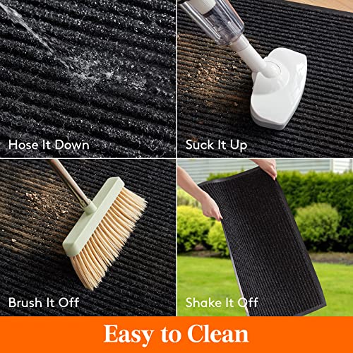 Lifewit Durable 2 Pack Indoor Door Mat Traps Dirt Non Slip Low-Profile Welcome Mat For Entryway, Front Door, Porch Area, Patio, Entrance Rug Shoe Scraper Mat, 17" X 30", Black #TOP2