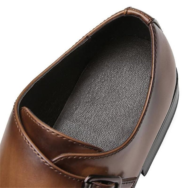 Men's Handmade British-Style Buckled Business Leather Shoes Gradient-Pedal Formal Single Shoes Suitable for Office Wedding Pointed Low-top4