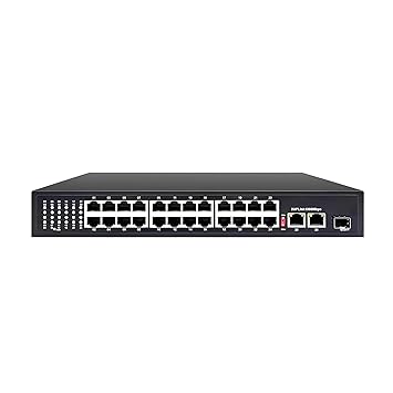Hanutech 100M PoE Switch 24 Port (24FE*10/100BaseT + 2GE*1000Base UP Link Ports + 1*1000BaseT/SFP Ports 300W Unmanaged CCTV Ethernet Networking Switch- 1 Year Warranty