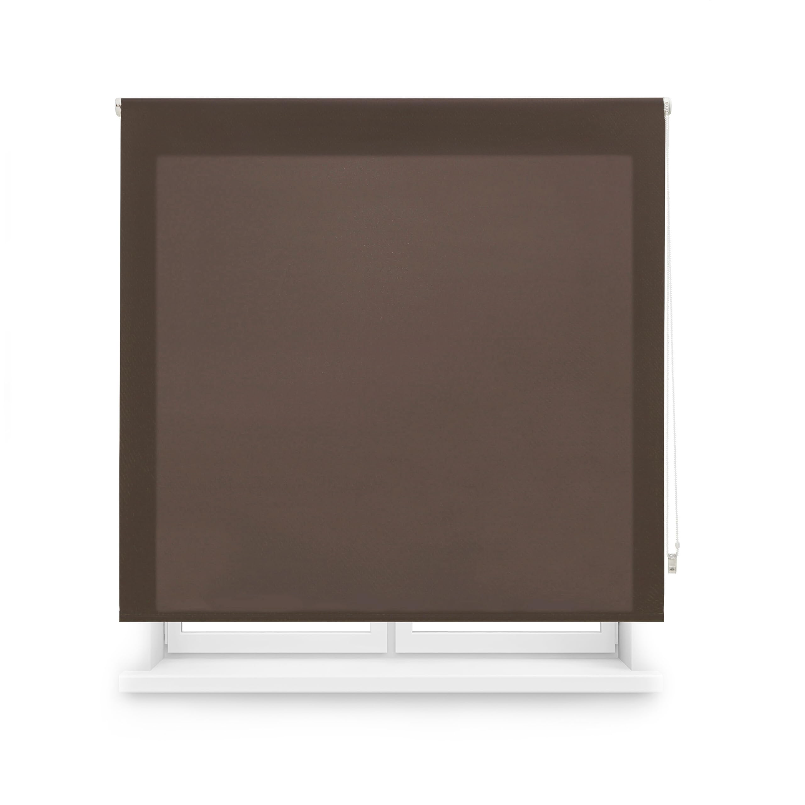 Blindecor Roleta na wymiar, przezroczysta roleta | roleta na wymiar, ciemnobrązowa, 60 x 175 cm (szerokość na wysokość), wymiary tkaniny 57 x 170 cm | przezroczyste rolety okienne