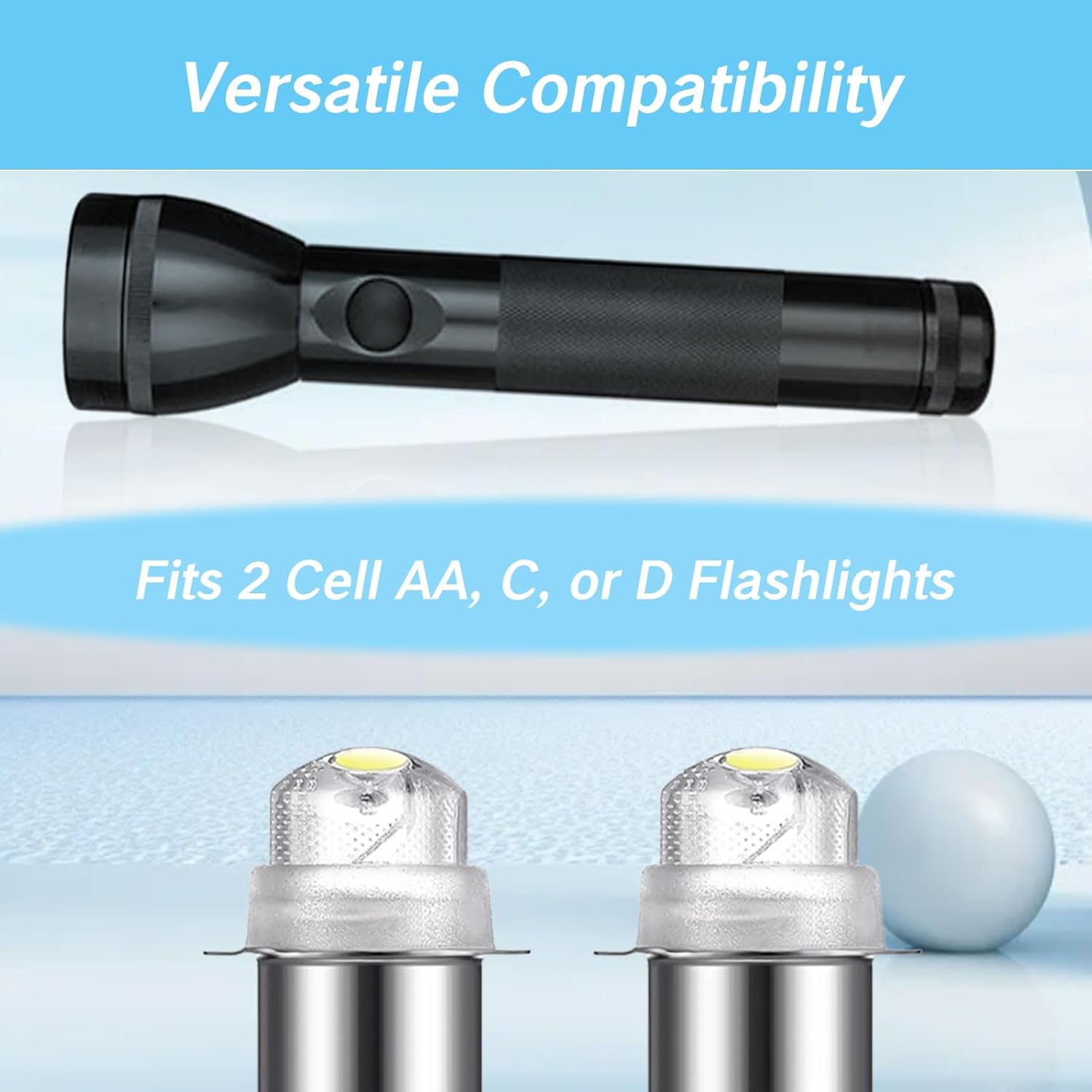 4 Pack Flashlight Bulbs 30 Lumen 3-Volt LED PR6 Replacement Bulb for Flashlights 3V Light Bulb Torch Flashlight Bulb with 10 Year Lifespan 41-1643 P13.5S 6000K