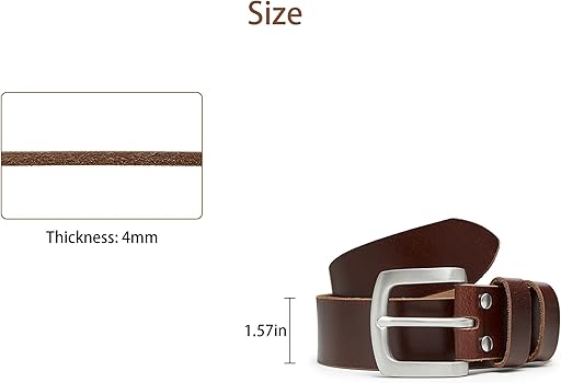 Jeereal Full Grain Leather Mens Belt Heavy Duty Leather Belt (1.5