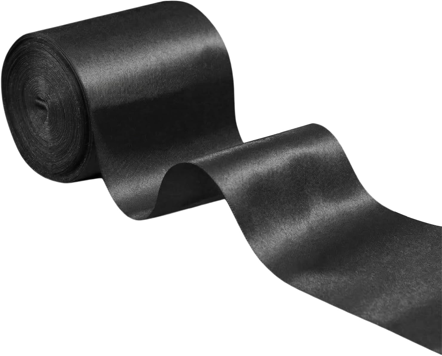 Q&J Fabric Co. Satin Ribbon 3 inch x 25yd Solid Silky Ribbons for Valentine's Day Festive Gift Wrapping,Craft,Floral Bouquets,Chair Sash Hair Bows Party Wedding Decoration (Black)