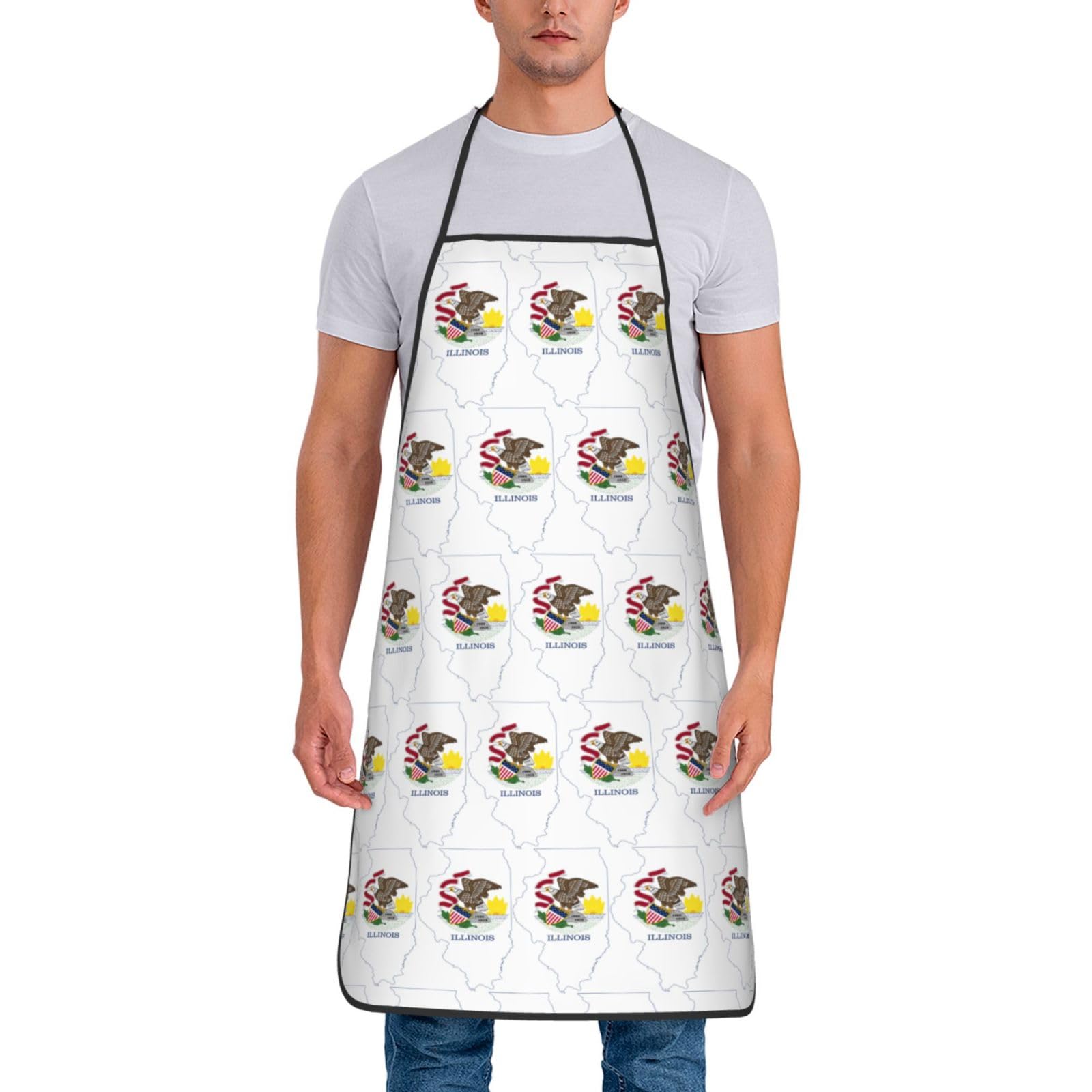 Tablier de cuisine unisexe avec emblème national de l'Illinois, doux et confortable pour homme et femme