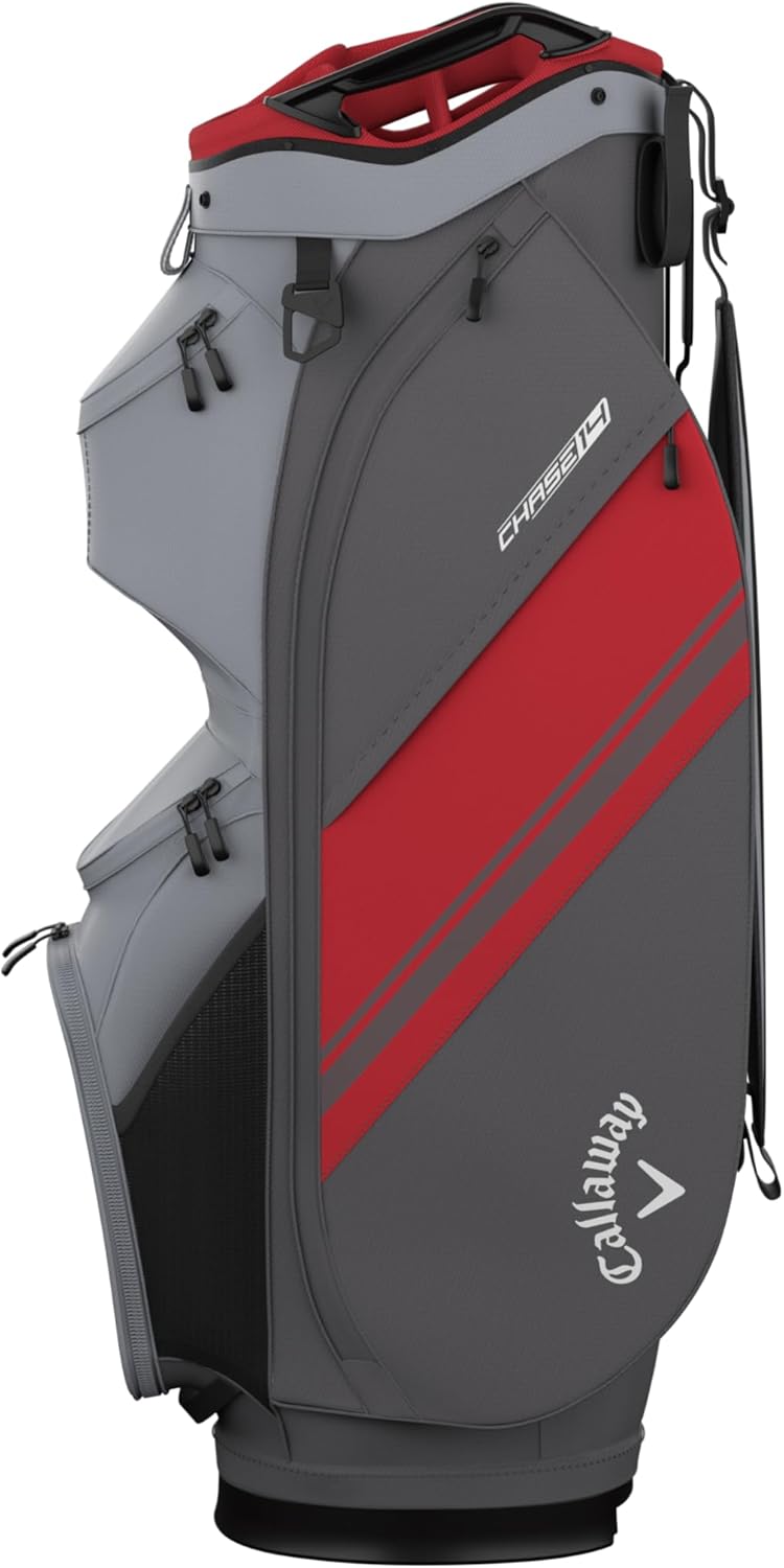 Callaway Golf Chase Cart Bag 2026, Steel Graphite/Fire Red