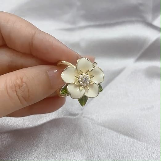 Amazon.com: Kokoma Elegant Gardenia Flower Scarf Ring for Women CZ