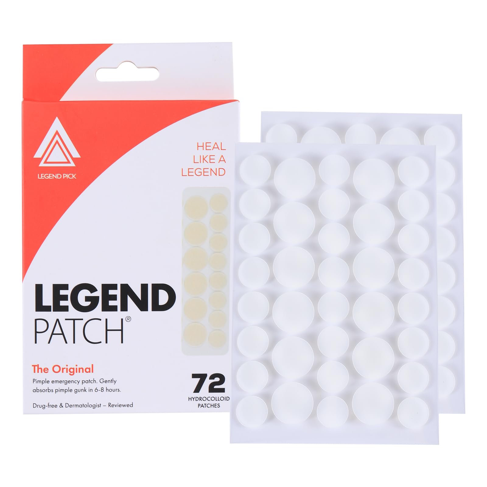 Legend Patch - Hydrocolloid Invisible Patch Spot Stickers for Fast and Effective Overnight Treatment of Acne Pimples Zits