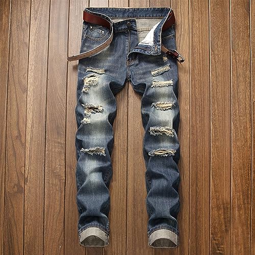 Jean déchiré homme droit plissé casual regular fit stretch - 2