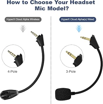 Replacement Cloud Alpha Mic Boom Microphone Compatible with Kingston HyperX Cloud Alpha, Cloud Alpha S Gaming Headsets for PS5 PS4 Xbox One Nintendo Switch Computer PC