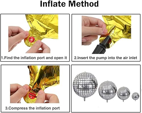 Miniatura 7 de Globos de bola de discoteca, 30 piezas de lámina de Mylar 4D plateada, 10-32 pulgadas, decoraciones de fiesta, autosellado, temática de discoteca