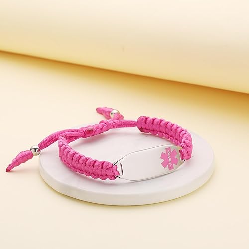Miniatura 7 de Pulseras de alerta médica para mujer, pulseras de identificación de alerta médica, cuerda de poliéster trenzada hecha a mano, pulsera de emergencia