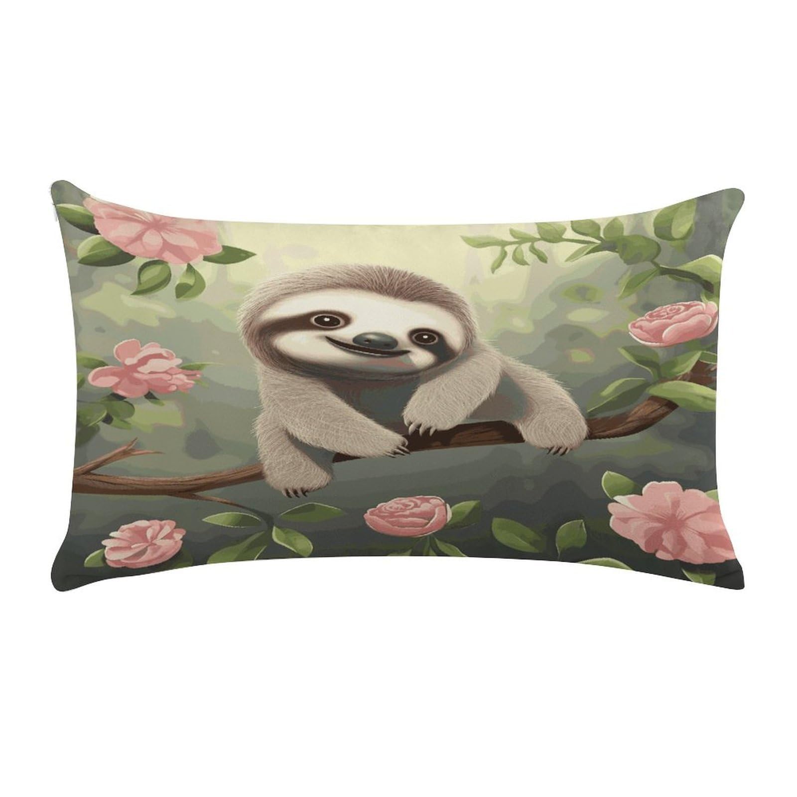 Cute Baby Sloth Pillow Cover Super Soft Pillowcase Luxury Cozy Fuzzy Velvet Pillow Shams Breathable Standard Pillow Cases with Zipper Wrinkle-Free Pillow Cover 12 "×20 "