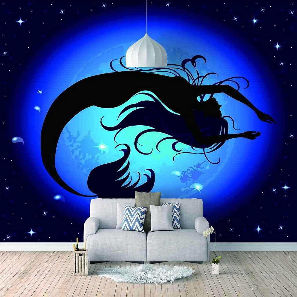 Estilo Europeo 3D Sirena Del Mar Murales Fotográficos Papel Tapiz Sala De Estar Hotel Fondo De Lujo Pintura De Pared Decoración Peel And Stick Carteles De Pared Arte De Pared Au 250(ancho)x175(alto)cm